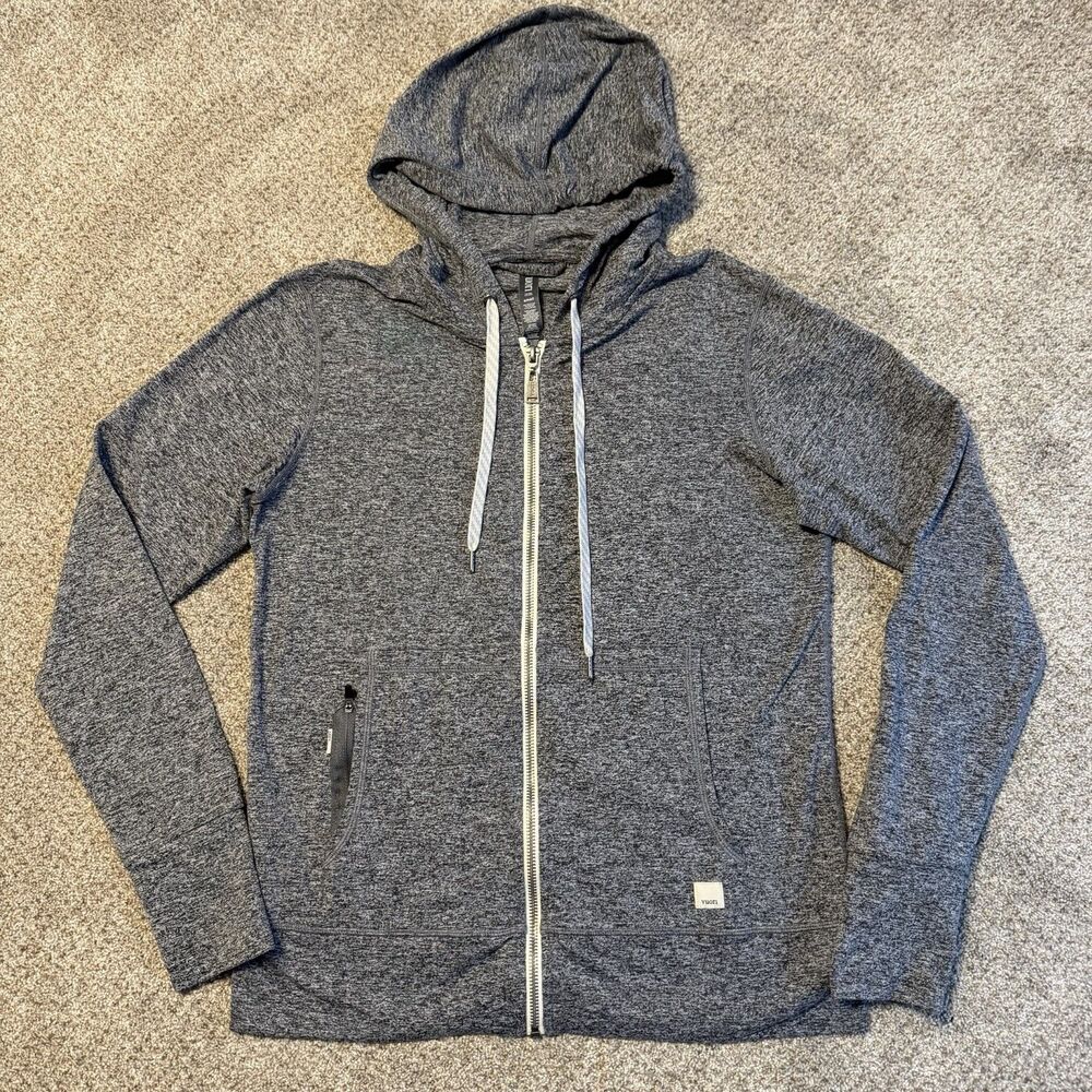 Vuori Halo Performance Hoodie Womens Small Charcoal Heather Gray Full Zip